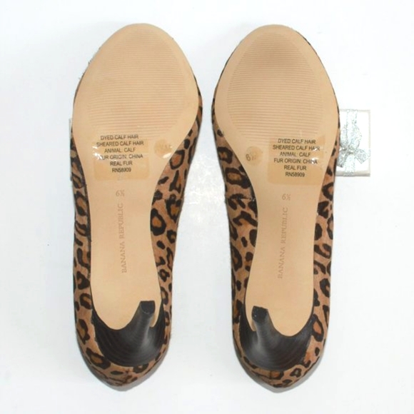 NWOT / NWOB Size 6.5 Banana Republic "Ivonne" Leopard Print-Dyed Calf Hair Pumps - Picture 9 of 15